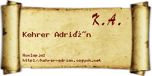 Kehrer Adrián névjegykártya