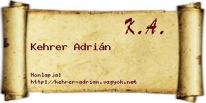Kehrer Adrián névjegykártya